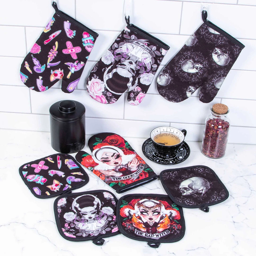 Rose Demon New Arrivals Good Witch Bad Witch Oven Mitt Set 6 Rose Demon New Arrivals Good Witch Bad Witch Oven Mitt Set
