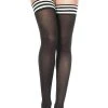 Music Legs Gore & Score Striped Stockings | Black & White Clothing