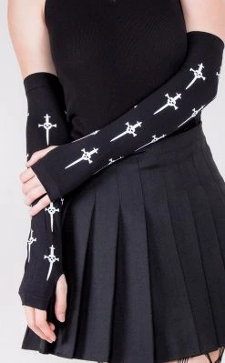 Music Legs Accessories Gothic Cross Fingerless Gloves