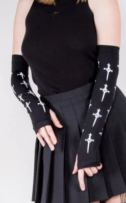 Music Legs Accessories Gothic Cross Fingerless Gloves