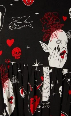 Black Friday Clothing Gothic Print Baby Doll Dress