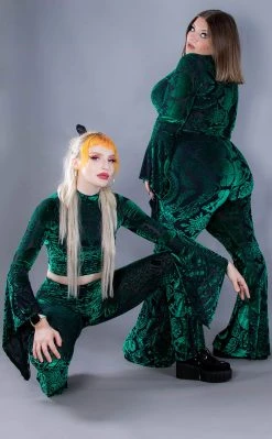 BlackCraft Green Baroque Velvet Top