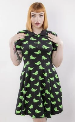 Black Friday Clothing Green Ghost Collar Dress