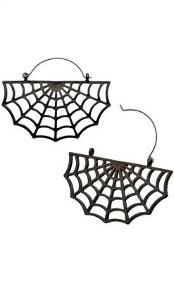 TB Jewellery Gunmetal Plated Spider Web Plug Hoops | Earrings