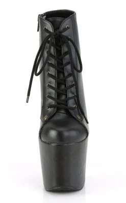 Pleaser HEX-1005 Black Matte Skull Booties Pole Shoes