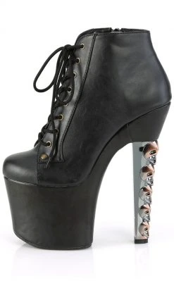 Pleaser HEX-1005 Black Matte Skull Booties Pole Shoes