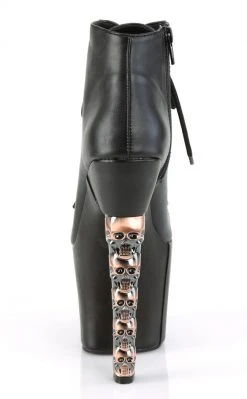 Pleaser HEX-1005 Black Matte Skull Booties Pole Shoes