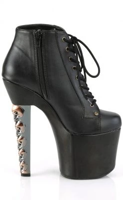 Pleaser HEX-1005 Black Matte Skull Booties Pole Shoes