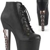 Pleaser HEX-1005 Black Matte Skull Booties Pole Shoes 2 Pleaser HEX-1005 Black Matte Skull Booties Pole Shoes