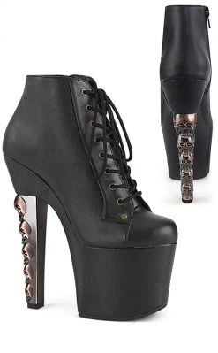 Pleaser HEX-1005 Black Matte Skull Booties Pole Shoes