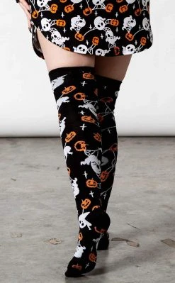 Killstar Clothing Haunted Pumpkin Knee-High Socks 7 Killstar Clothing Haunted Pumpkin Knee-High Socks