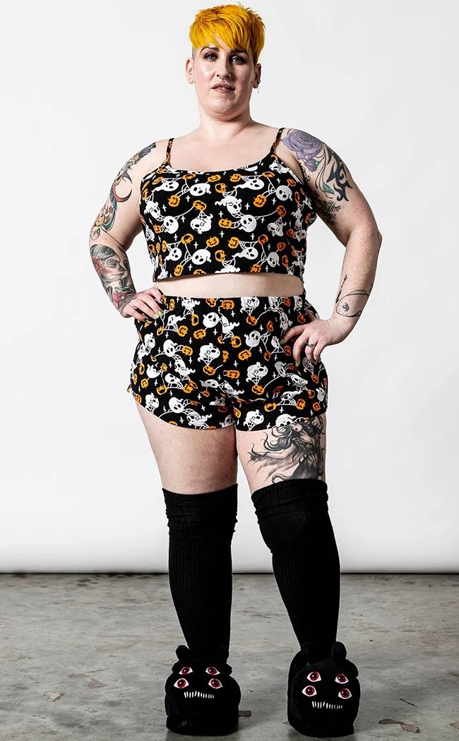 Killstar Clothing Haunted Pumpkin PJ Shorts 3 Killstar Clothing Haunted Pumpkin PJ Shorts