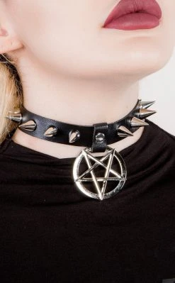 Cold Black Heart Hellcat Spiked Collar | Black Chokers