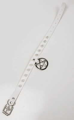 Cold Black Heart Hellcat Spiked Collar | White