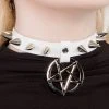 Cold Black Heart Hellcat Spiked Collar | White