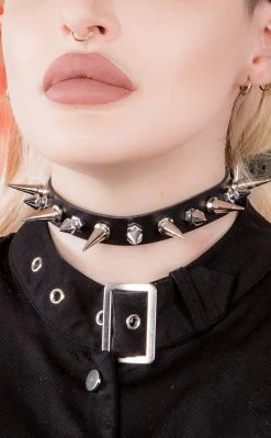 Cold Black Heart Chokers Hellfire Spiked Choker