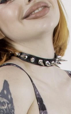 Cold Black Heart Chokers Hellfire Spiked Choker