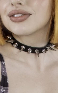 Cold Black Heart Chokers Hellfire Spiked Choker