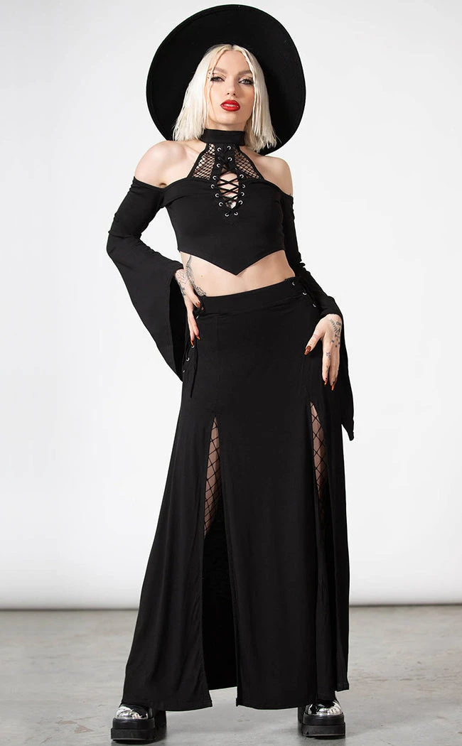 Killstar Clothing Hellverina Split Maxi Skirt 4 Killstar Clothing Hellverina Split Maxi Skirt