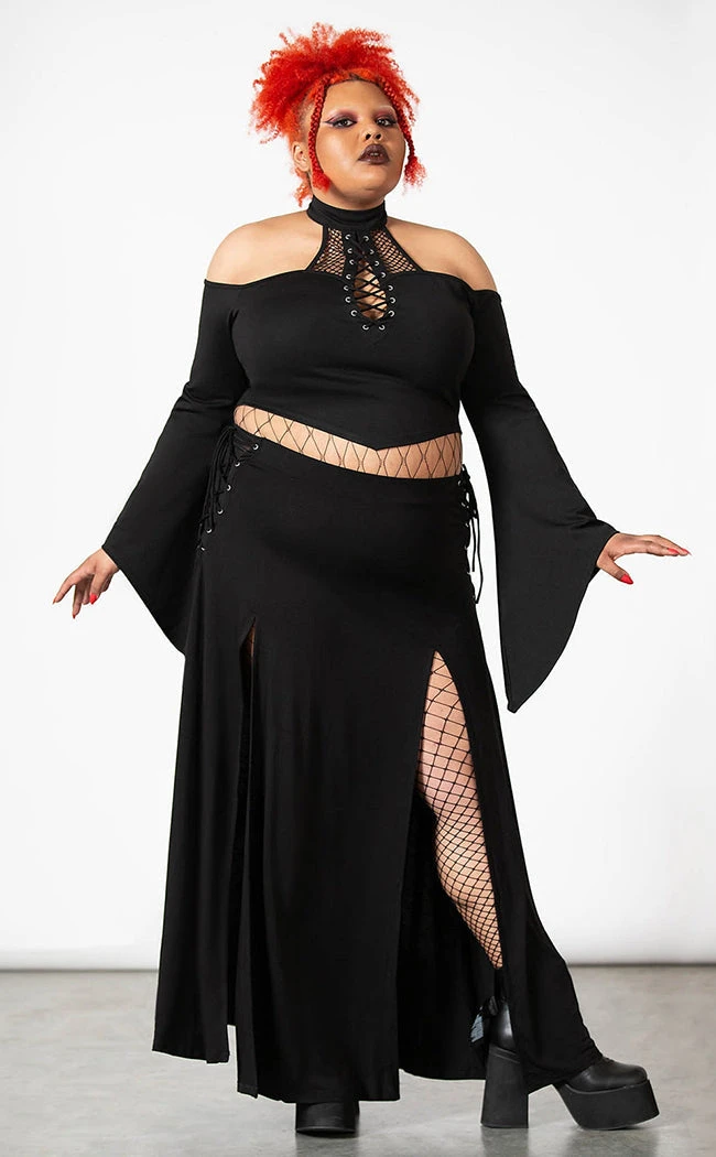 Killstar Clothing Hellverina Split Maxi Skirt 3 Killstar Clothing Hellverina Split Maxi Skirt