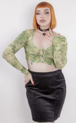 Motel Henru Cropped Cardi | Green Floral Clothing