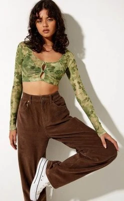 Motel Henru Cropped Cardi | Green Floral Clothing
