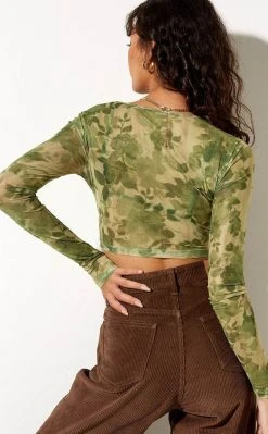 Motel Henru Cropped Cardi | Green Floral Clothing