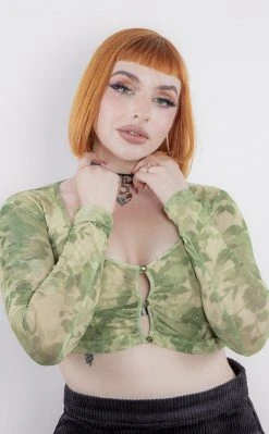 Motel Henru Cropped Cardi | Green Floral Clothing