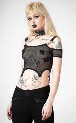 Killstar Hurricane Fishnet Crop Top Clothing