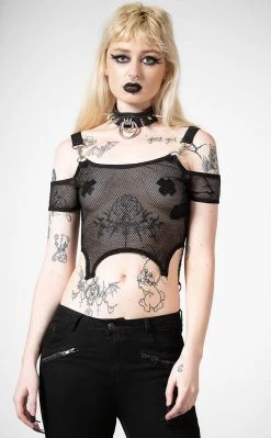 Killstar Hurricane Fishnet Crop Top Clothing