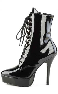 Devious Shoes INDULGE-1020 Black Patent Ankle Boots