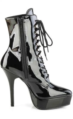 Devious Shoes INDULGE-1020 Black Patent Ankle Boots