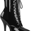 Devious Shoes INDULGE-1020 Black Patent Ankle Boots