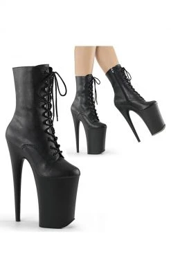 Pleaser Pole Shoes INFINITY-1020 Black Matte Ankle Boots