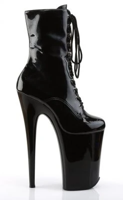 Pleaser Pole Shoes INFINITY-1020 Black Patent Ankle Boots