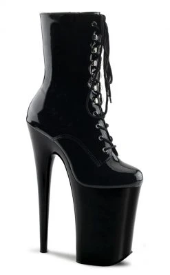 Pleaser Pole Shoes INFINITY-1020 Black Patent Ankle Boots