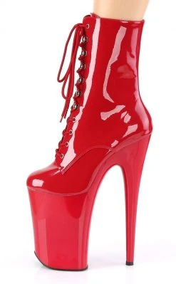 Pleaser Pole Shoes INFINITY-1020 Red Patent Ankle Boots