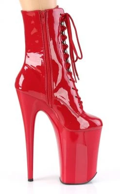 Pleaser Pole Shoes INFINITY-1020 Red Patent Ankle Boots