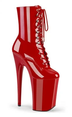 Pleaser Pole Shoes INFINITY-1020 Red Patent Ankle Boots