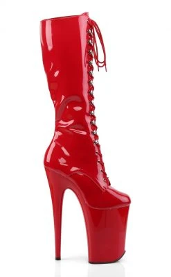 Pleaser INFINITY-2020 Red Pat/Red Knee High Boots