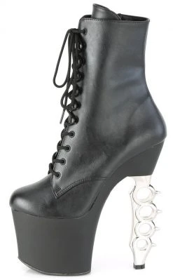 Pleaser IRONGRIP-1020 Black Matte Brass Knuckle Boots Pole Shoes