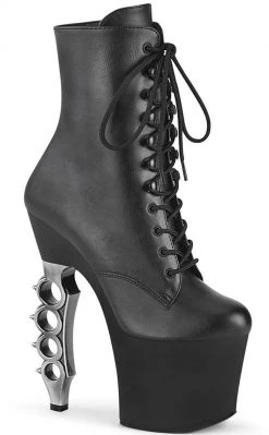 Pleaser IRONGRIP-1020 Black Matte Brass Knuckle Boots Pole Shoes
