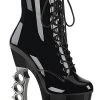 Pleaser IRONGRIP-1020 Black Patent Brass Knuckle Boots Pole Shoes 2 Pleaser IRONGRIP-1020 Black Patent Brass Knuckle Boots Pole Shoes