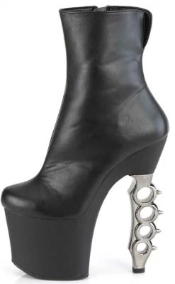 Pleaser Pole Shoes IRONGRIP-1042 Black Matte Silver Brass Knuckle Boots