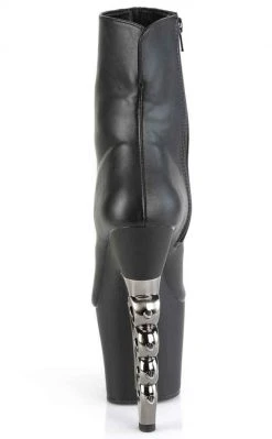Pleaser Pole Shoes IRONGRIP-1042 Black Matte Silver Brass Knuckle Boots