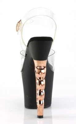 Pleaser Pole Shoes IRONGRIP-708 Clear/ Black Matte & Copper Brass Knuckle Heels