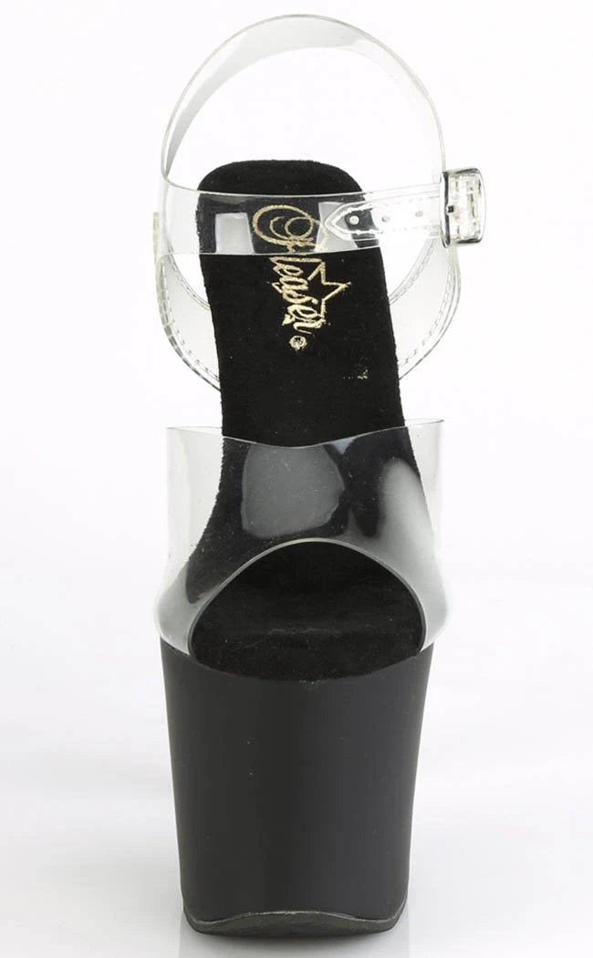 Pleaser Pole Shoes IRONGRIP-708 Clear/ Black Matte & Silver Brass Knuckle Heels 4 Pleaser Pole Shoes IRONGRIP-708 Clear/ Black Matte & Silver Brass Knuckle Heels