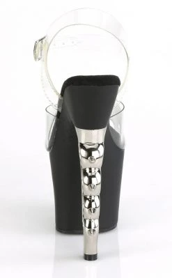 Pleaser Pole Shoes IRONGRIP-708 Clear/ Black Matte & Silver Brass Knuckle Heels 10 Pleaser Pole Shoes IRONGRIP-708 Clear/ Black Matte & Silver Brass Knuckle Heels