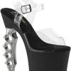 Pleaser Pole Shoes IRONGRIP-708 Clear/ Black Matte & Silver Brass Knuckle Heels