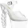 Pleaser Pole Shoes IRONGRIP-708 Clear Brass Knuckle Heels